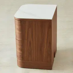 Terzetto Kids Mocha Walnut Bedside Table with White Sintered Stone Top