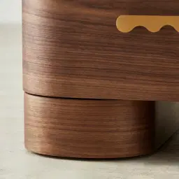 Terzetto Kids Mocha Walnut Bedside Table with White Sintered Stone Top