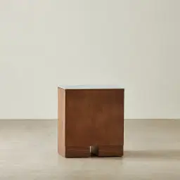 Terzetto Kids Mocha Walnut Bedside Table with White Sintered Stone Top