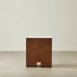 Terzetto Kids Mocha Walnut Bedside Table with White Sintered Stone Top