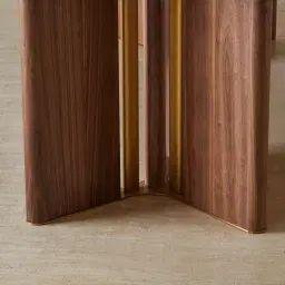 Sir Lionell II Gliding White Sintered Stone Rectangular Dining Table - Walnut Brown Wooden Legs 160x90cm