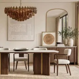 Sir Lionell II Gliding White Sintered Stone Rectangular Dining Table - Walnut Brown Wooden Legs 200x120cm