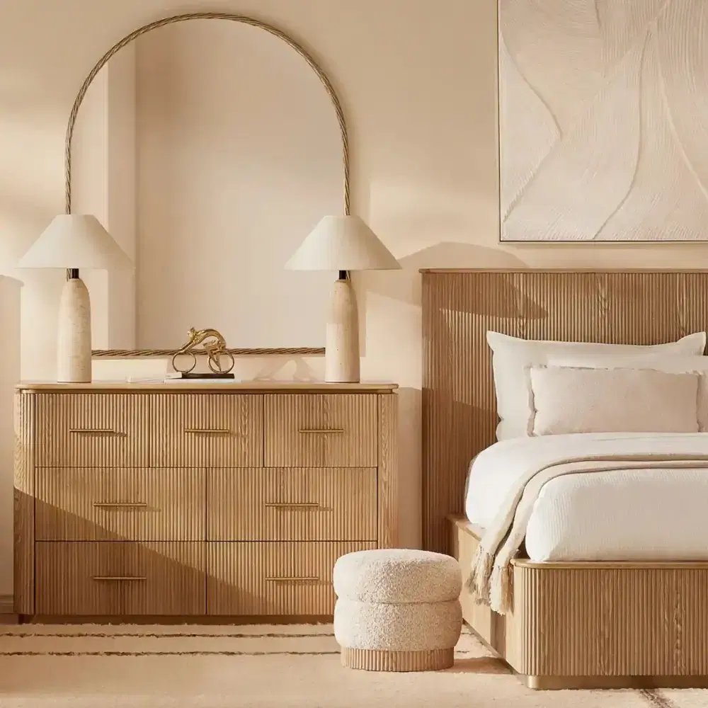 San Pierre Light Brown Ash Veneer Double Bed