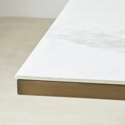 Vania Brushed Bronze Dining Table with Statuario White Sintered Stone Top - 268x118cm