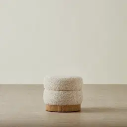 Pixie Mid Beige Kids Play Stool in Light Brown Ash Base