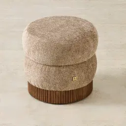 Pixie Caramel Fabric Kids Play Stool in Toffee Brown Ash Base