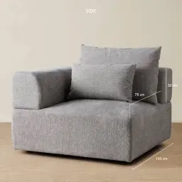 Riviera III Graphite Fabric Sofa - Left Seat