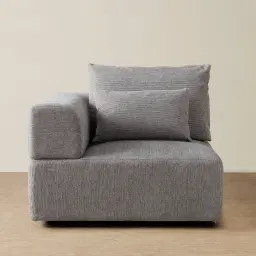 Riviera III Graphite Fabric Sofa - Left Seat