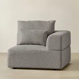 Riviera III Graphite Fabric Sofa - Right Seat
