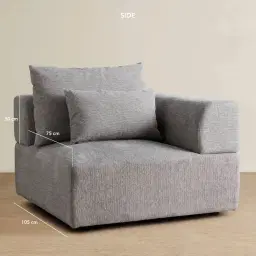 Riviera III Graphite Fabric Sofa - Right Seat