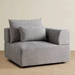 Riviera III Graphite Fabric Sofa - Right Seat