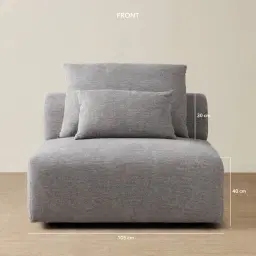 Riviera III Graphite Fabric Sofa - Armless Seat
