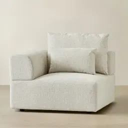 Riviera III Isabelline White Fabric Sofa - Left Seat