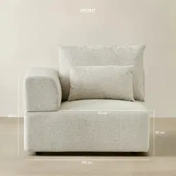 Riviera III Isabelline White Fabric Sofa - Left Seat