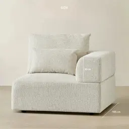 Riviera III Isabelline White Fabric Sofa - Right Seat
