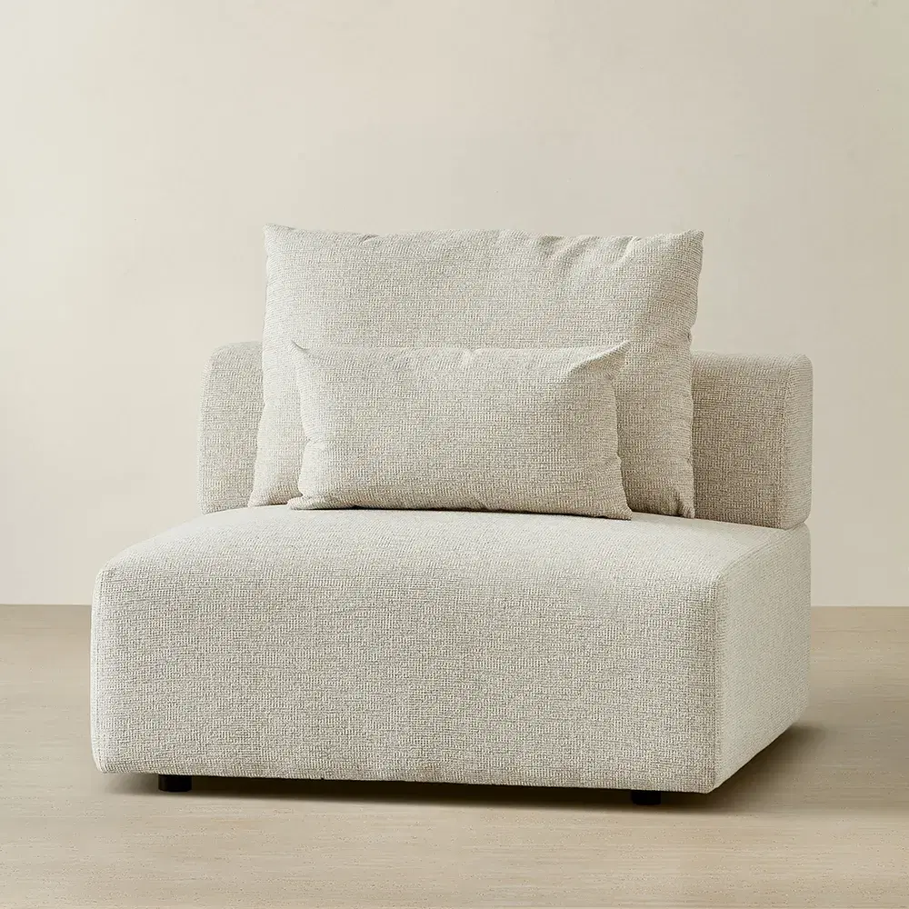 Riviera III Isabelline White Fabric Sofa - Armless Seat