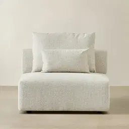 Riviera III Isabelline White Fabric Sofa - Armless Seat