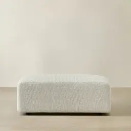 Riviera III Isabelline White Fabric Sofa - Rectangular Ottoman