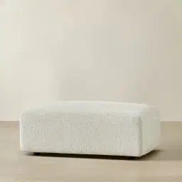 Riviera III Isabelline White Fabric Sofa - Rectangular Ottoman