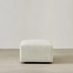 Riviera III Isabelline White Fabric Sofa - Rectangular Ottoman