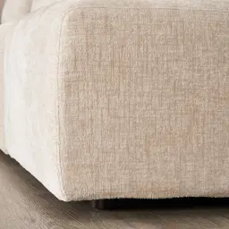 Riviera III Powder White Chenille Fabric Sofa - Left Seat