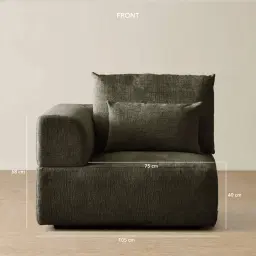 Riviera III Green Chenille Fabric Sofa - Left Seat