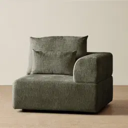 Riviera III Green Chenille Fabric Sofa - Right Seat