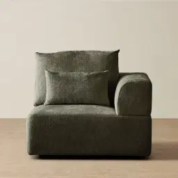 Riviera III Green Chenille Fabric Sofa - Right Seat