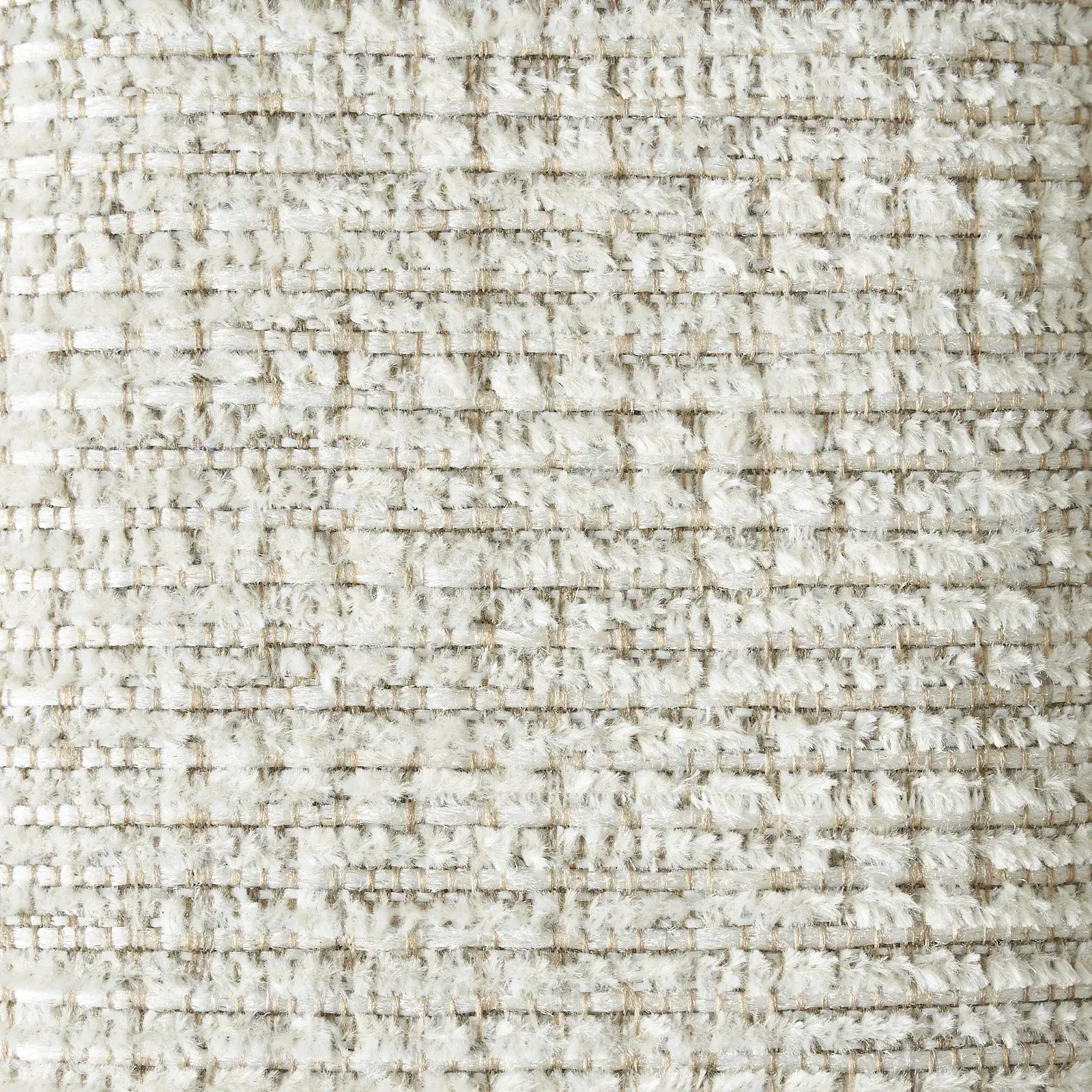 Riviera Isabelline White Fabric Queen Bed with Medium Brown Ash Veneer