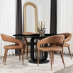 Moulin Fusion Grey Woven Fabric Dining Chair - Champagne Gold Legs