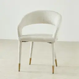 Moulin Fusion Grey Woven Fabric Dining Chair - Champagne Gold Legs