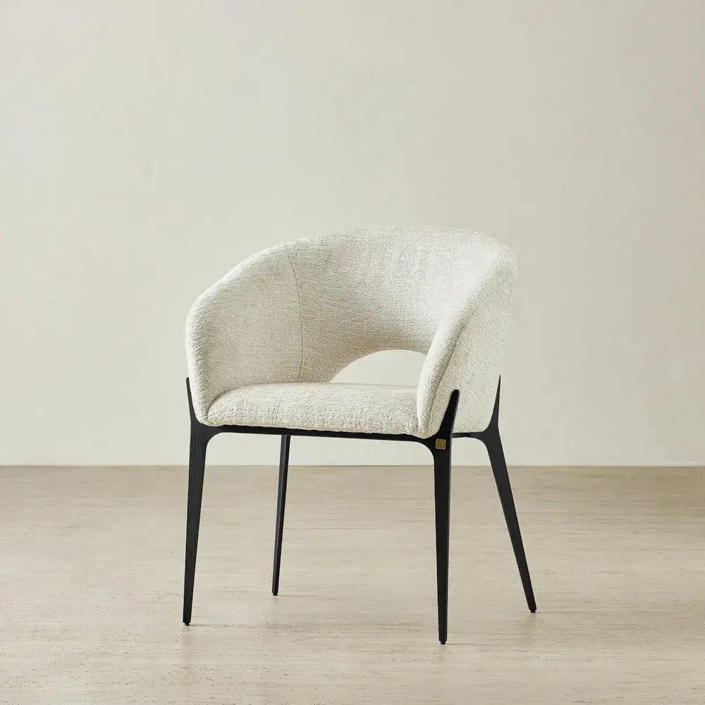 Polina Fusion Grey Fabric Dining Chair - Black Legs