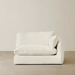Macie Lite Chiffon White Fabric Modular Sofa - Right Arm