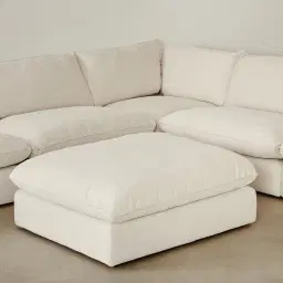 Macie Lite Chiffon White Fabric Modular Sofa - Corner