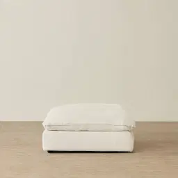 Macie Lite Chiffon White Fabric Modular Sofa - Ottoman