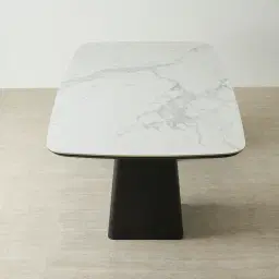 Dunstan Black Ash Veneer Rectangular Dining Table with Statuario White Sintered Stone Top - 240x120cm