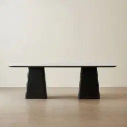 Dunstan Black Ash Veneer Rectangular Dining Table with Statuario White Sintered Stone Top - 240x120cm