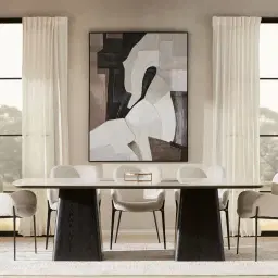 Dunstan Black Ash Veneer Rectangular Dining Table with Statuario White Sintered Stone Top - 240x120cm