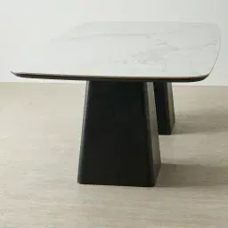 Dunstan Black Ash Veneer Rectangular Dining Table with Statuario White Sintered Stone Top - 240x120cm