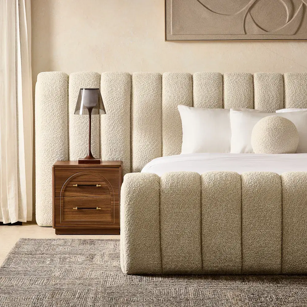 Gabriella Stone Cream Fabric King Bed