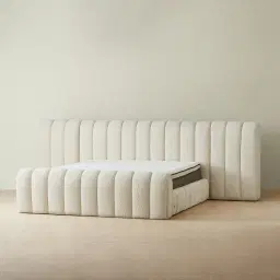 Gabriella Stone Cream Fabric Queen Bed