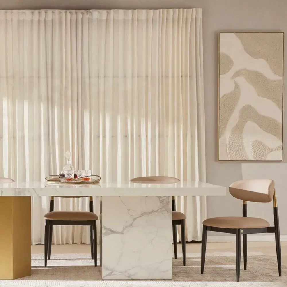 Thames Statuario White Sintered Stone Dining Table