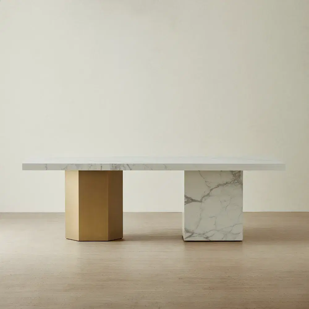 Thames Statuario White Sintered Stone Dining Table