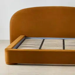 Estelle Velvet Mustard Velveteen Fabric King Bed