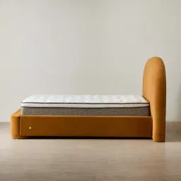 Estelle Velvet Mustard Velveteen Fabric King Bed