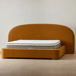 Estelle Velvet Mustard Velveteen Fabric King Bed