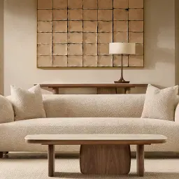 Celia Mid Beige 3-Seater Woven Fabric Sofa