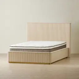 San Pierre Beige Painted Wooden Double Bed