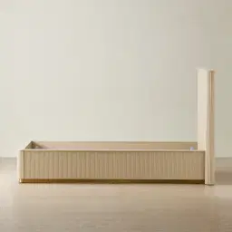 San Pierre Beige Painted Wooden Double Bed