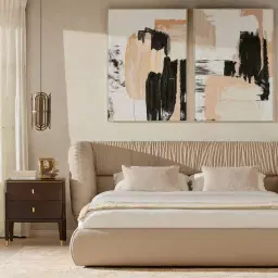 Martina Soft Beige Vegan Leather King Bed